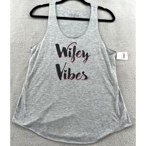 Love & Cherish Shirt Womens Medium Grey Wifey Vibes Sleeveless Tank Top Stretch